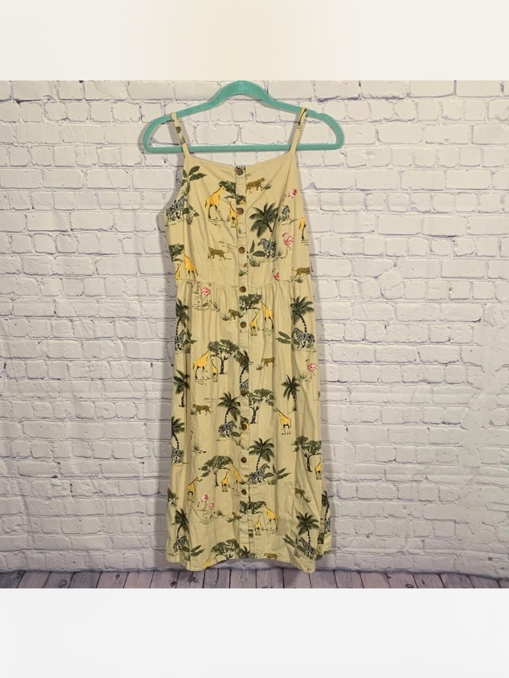 Old Navy Yellow Tropical Maxi Sundress with Giraffe Print